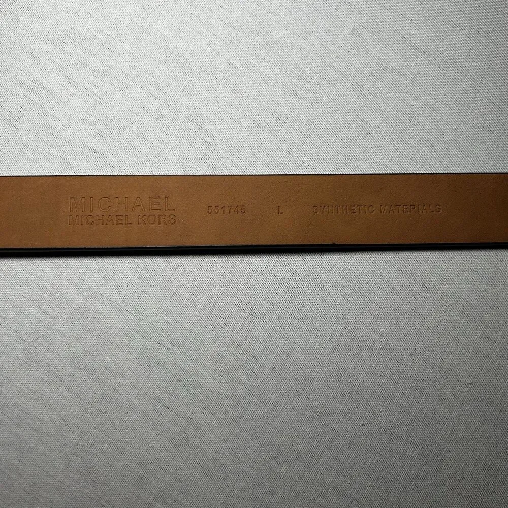 Michael Kors women's belt in brown signature logo print, tortoise shell accent
